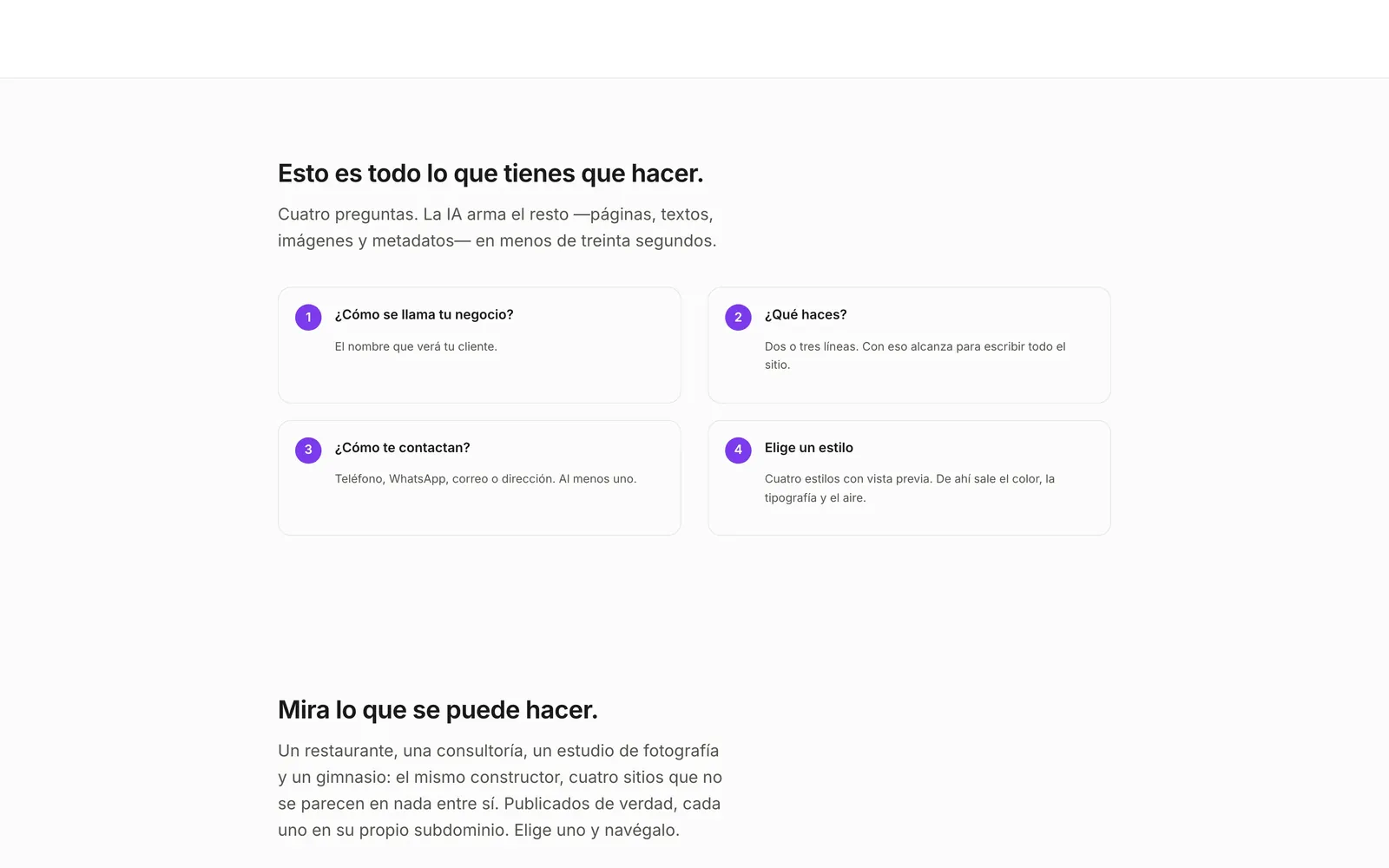 Las cuatro preguntas del asistente.
